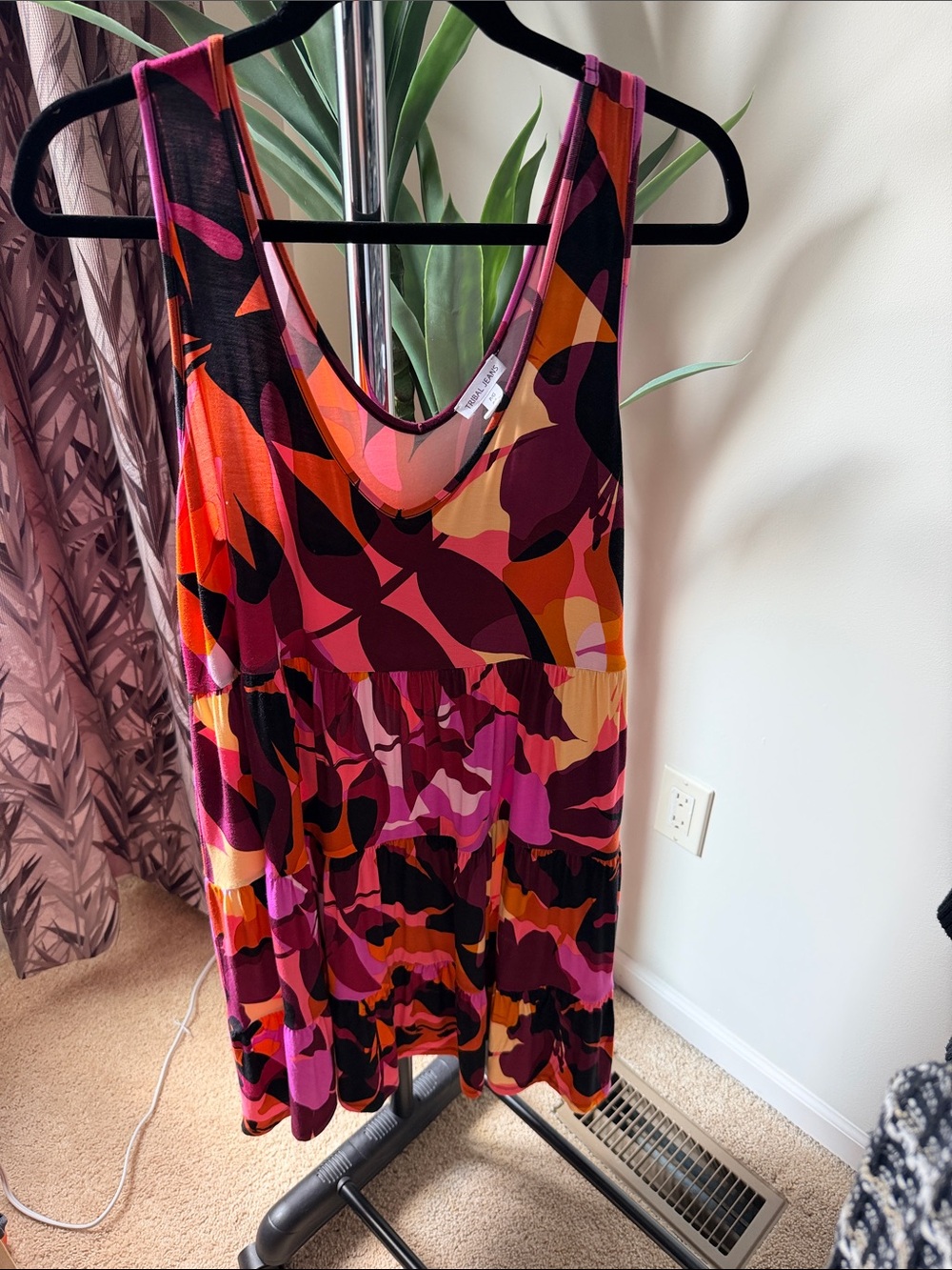 Tribal Sleeveless Abstract Mini Dress - Pink, Orange & Black
